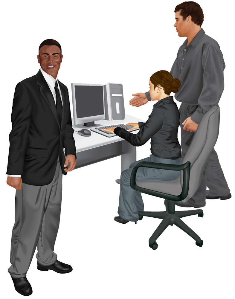 Realistic vector people. Created in Illustrator using the pen tool and blends.